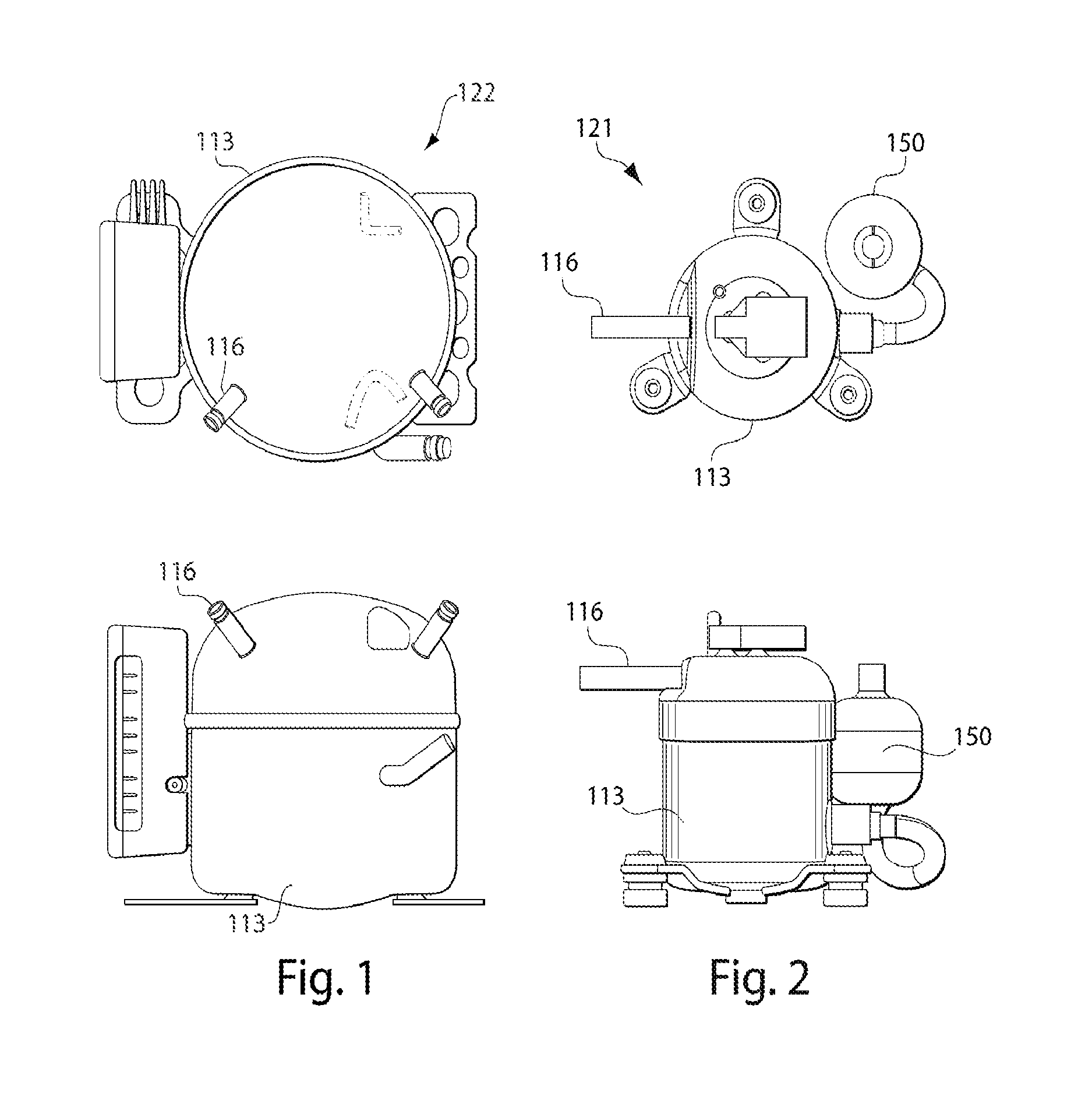 Compact low noise rotary compressor