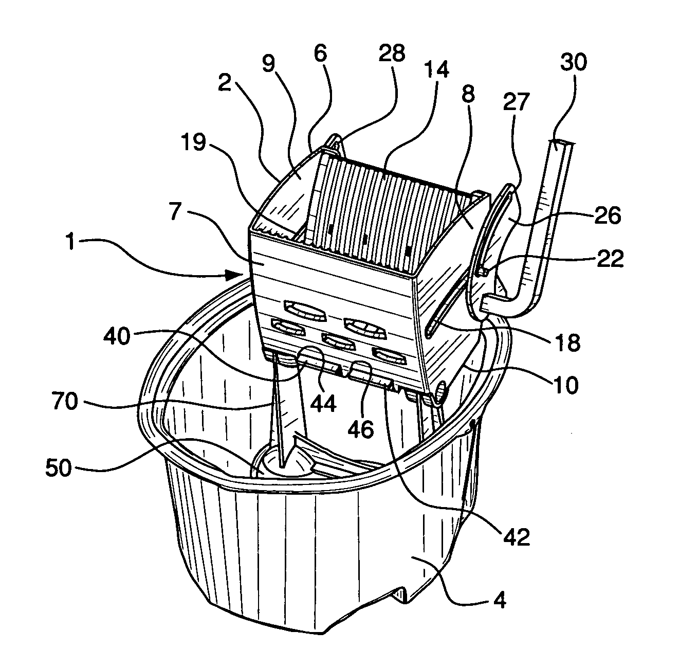 Combination mop wringer and bucket system