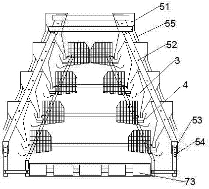 Stepped laying hen cage