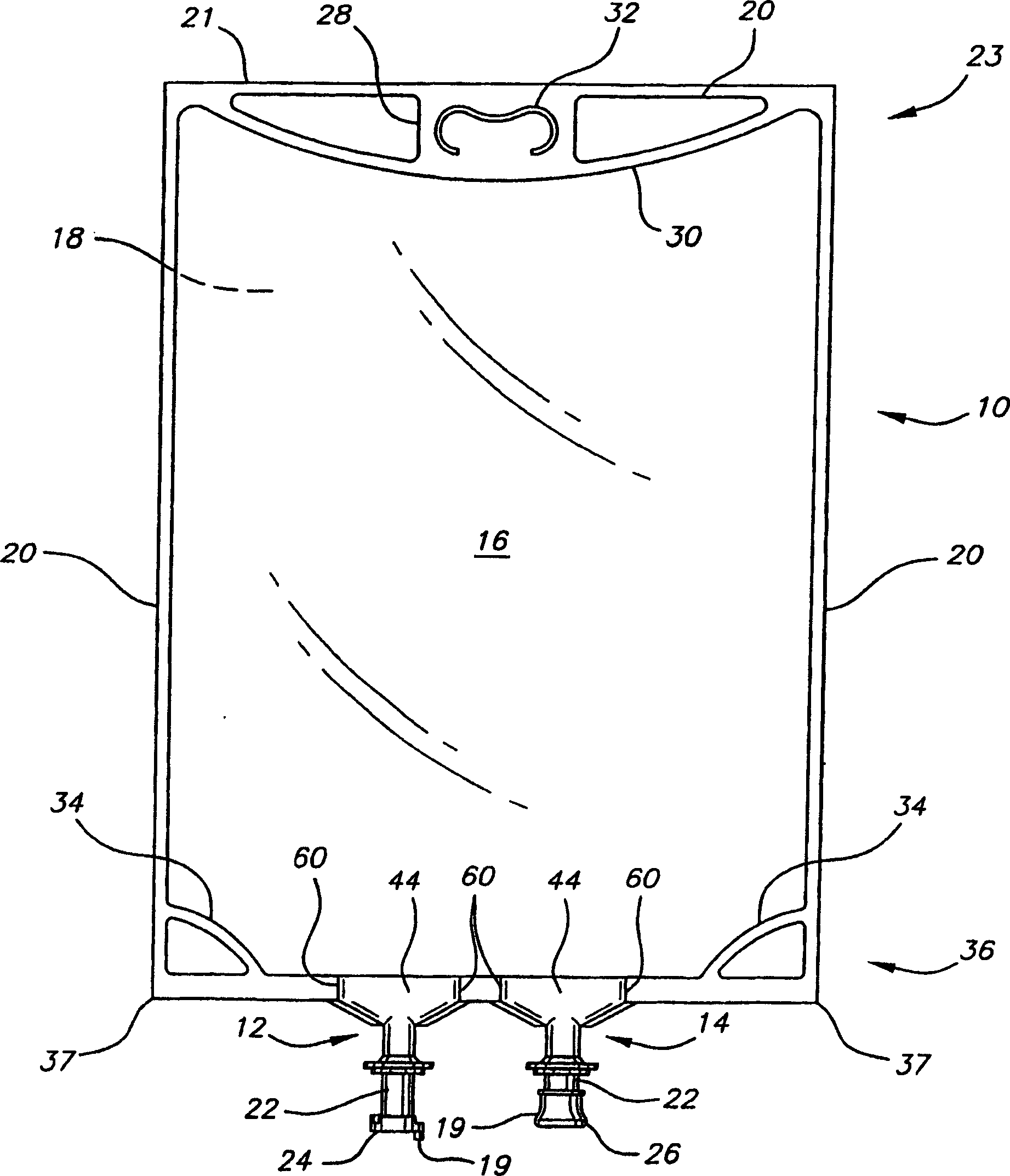 Flexible container with a flexible port and method for making the same