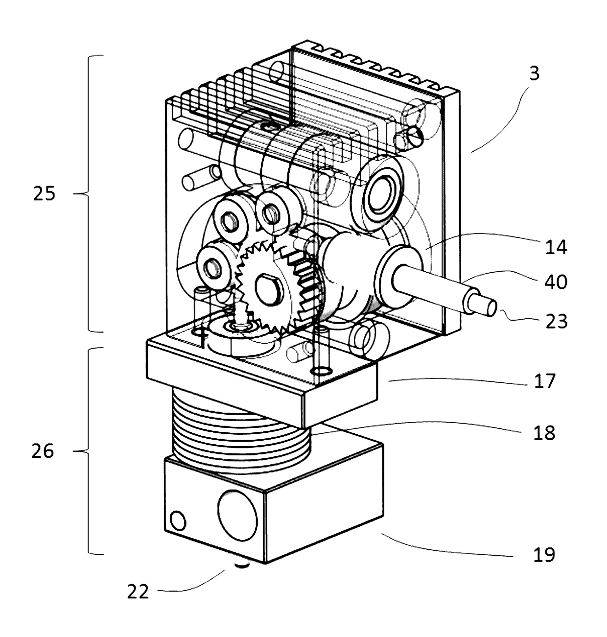 Extruder for fused filament fabrication 3D printer