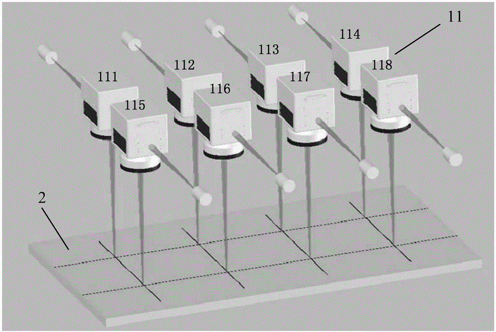 Laser equipment and laser scanning galvanometer array calibrating method