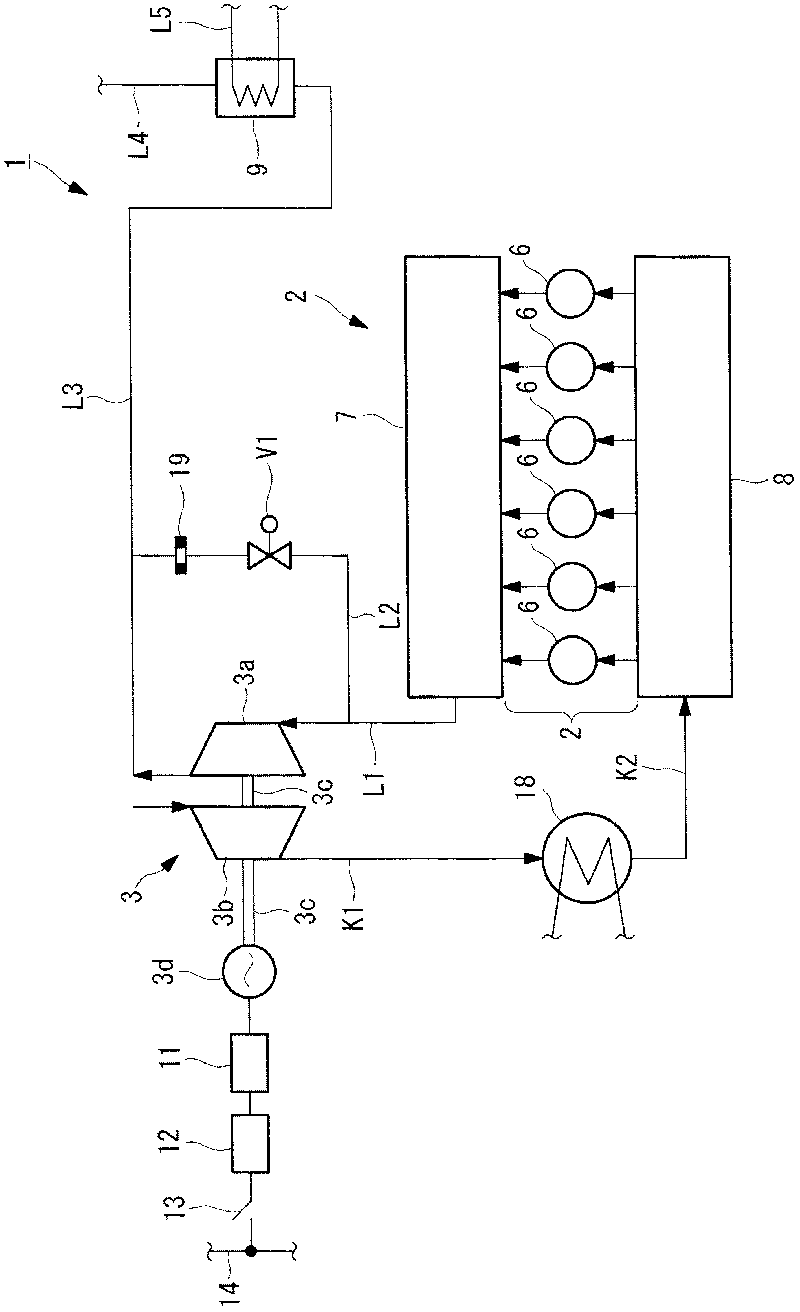 Engine exhaust energy recovery device, ship provided therewith, and power generation plant provided with said engine exhaust energy recovery device