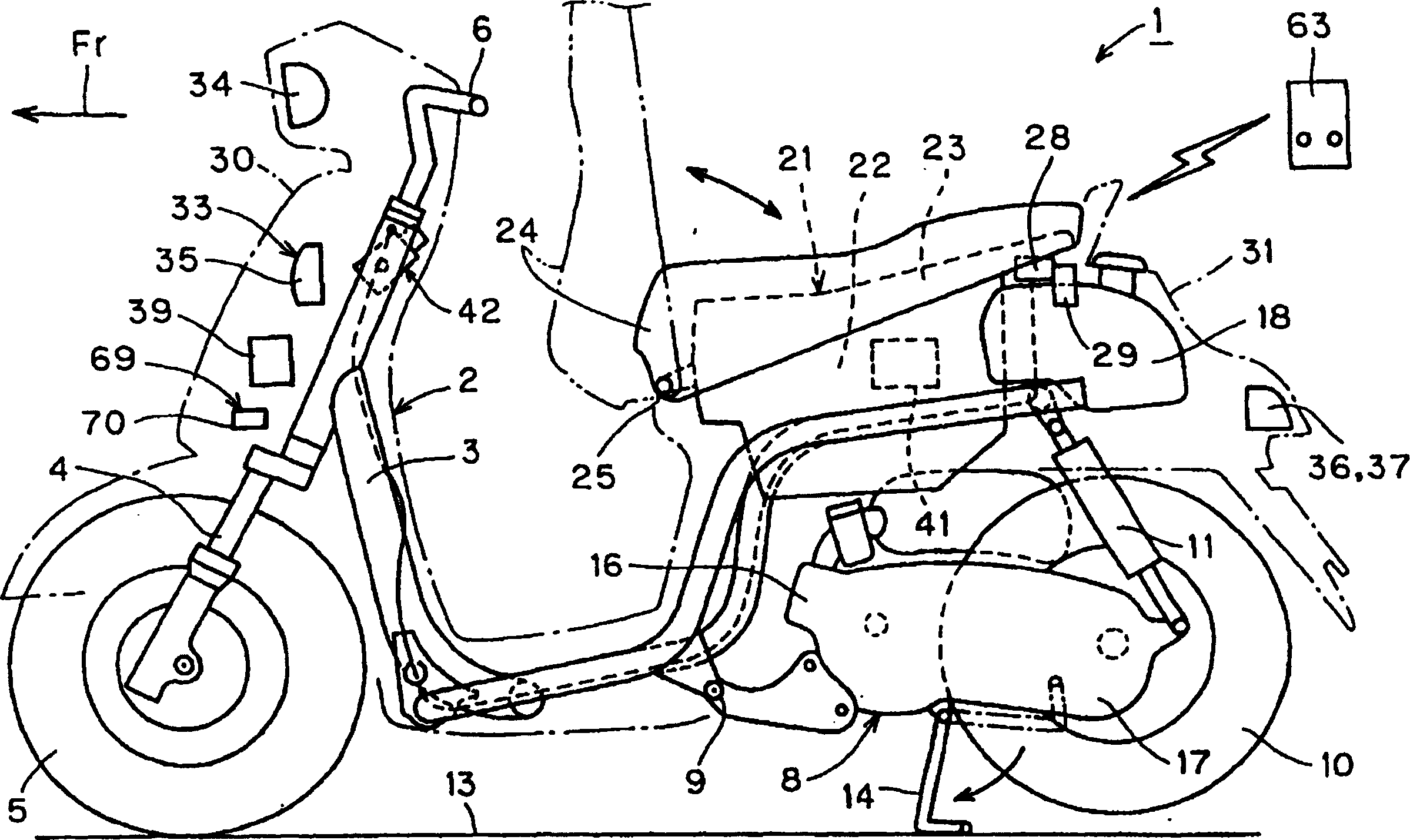 Device for controlling motorcycle electric part