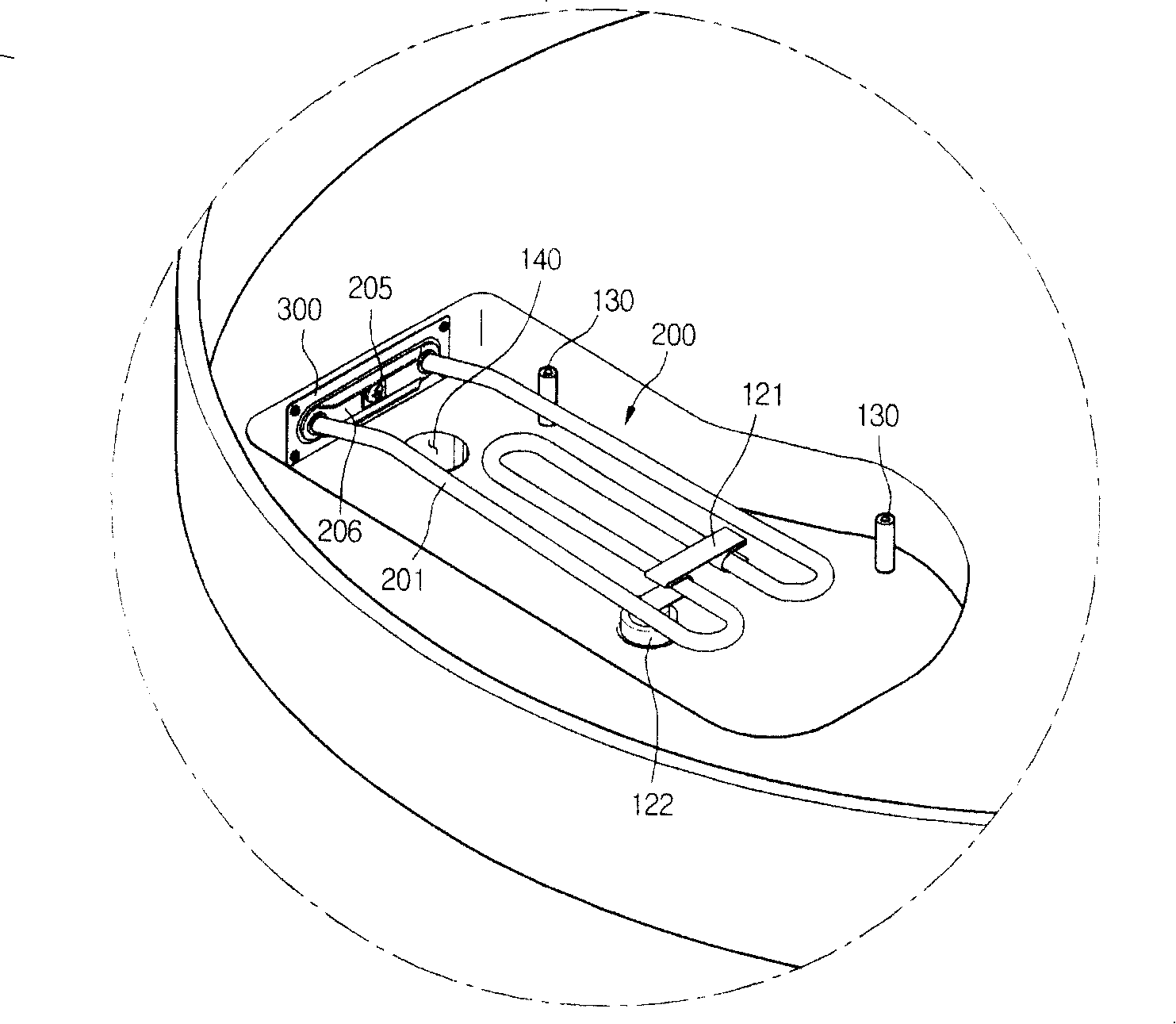 Mounting structure of washing machine heater and mounting method therefor