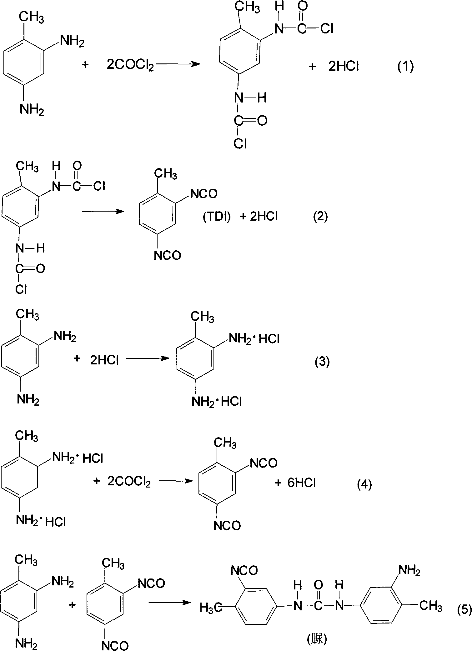 Method for continuously manufacturing toluene di-isocyanate