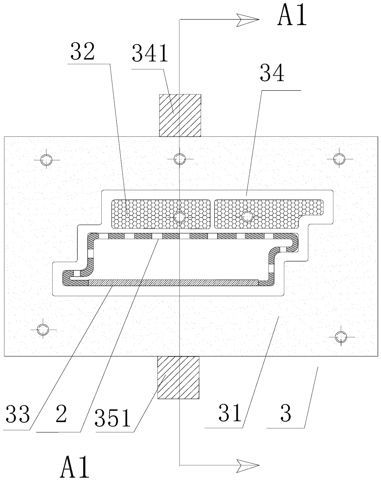 Extrusion die for composite board formed by co-extrusion of metal profile and wood plastic