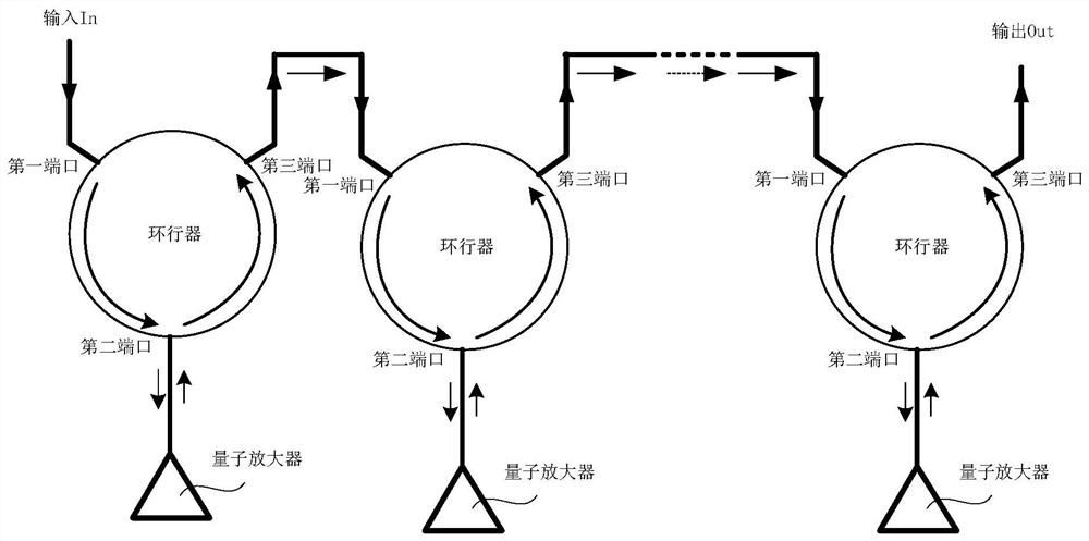 On-chip reflection type quantum amplifier with nonreciprocity