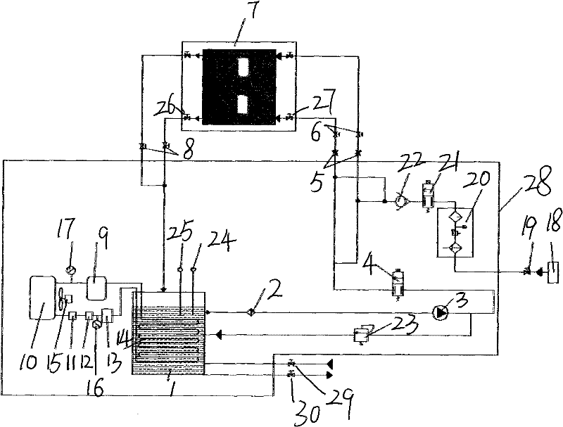 Cooling control method and device for mold core needle of die casting mold