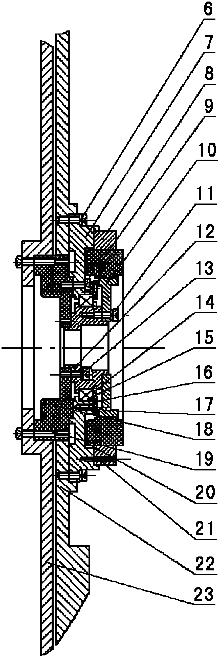 Airborne photoelectric-platform outer frame elimination clearance torque motor driving shafting module