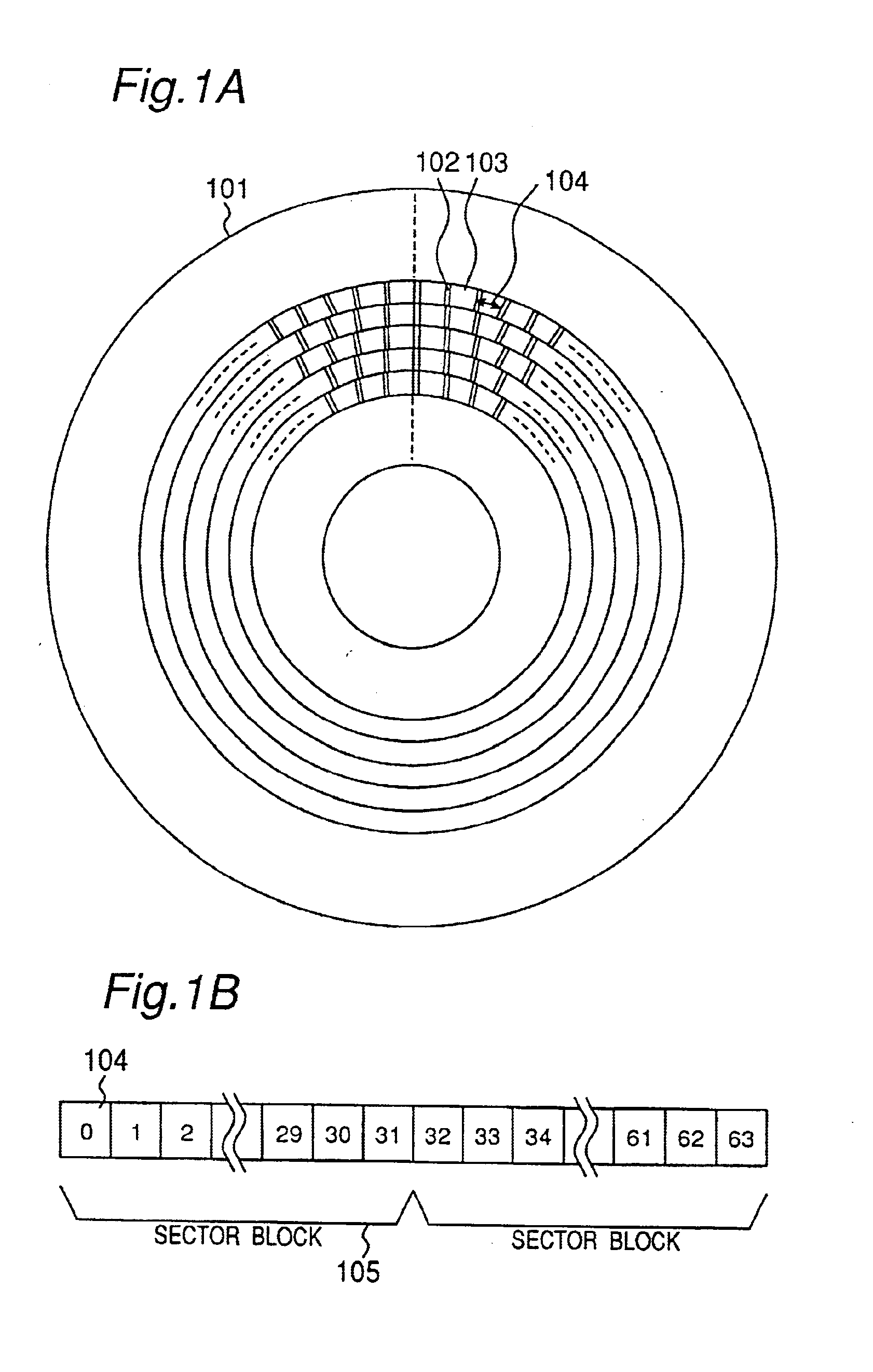 Optical disc having positive marks and negative marks in a sector block