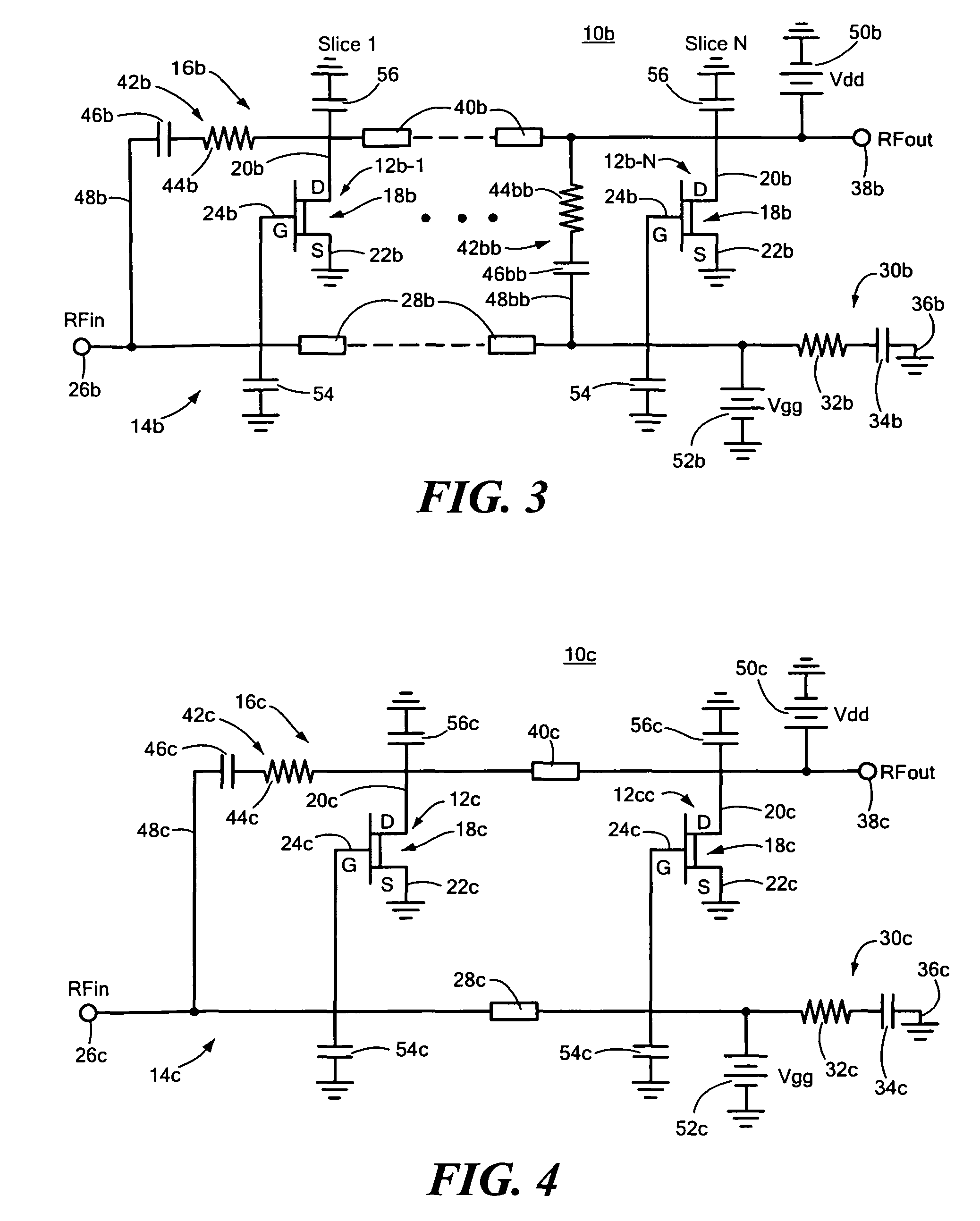 Modified distributed amplifier to improve low frequency efficiency and noise figure