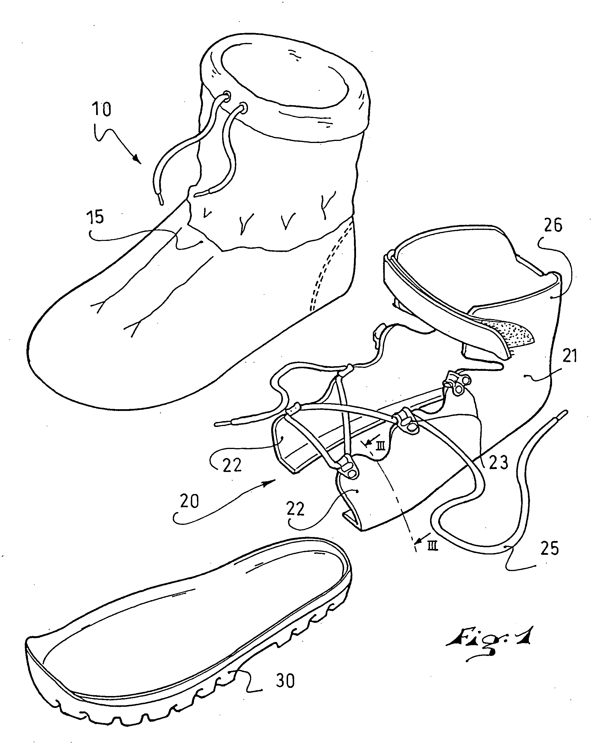 Composite reinforcement element, a boot and a binding incorporating such element, and a method of manufacturing same