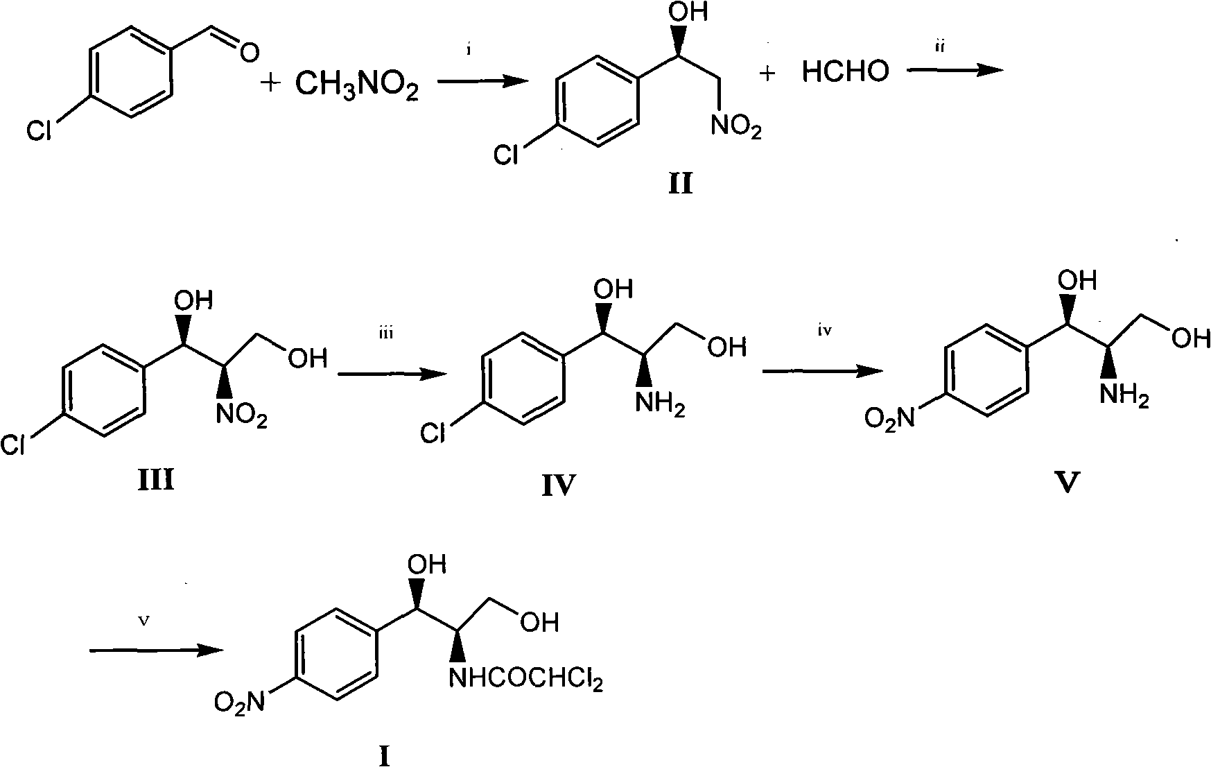 Method for synthesizing chloramphenicol from nitromethane