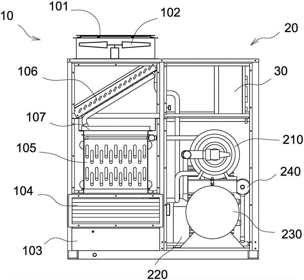 Compression condensing unit, water chiller and refrigeration air conditioning unit using evaporative condenser and control method thereof