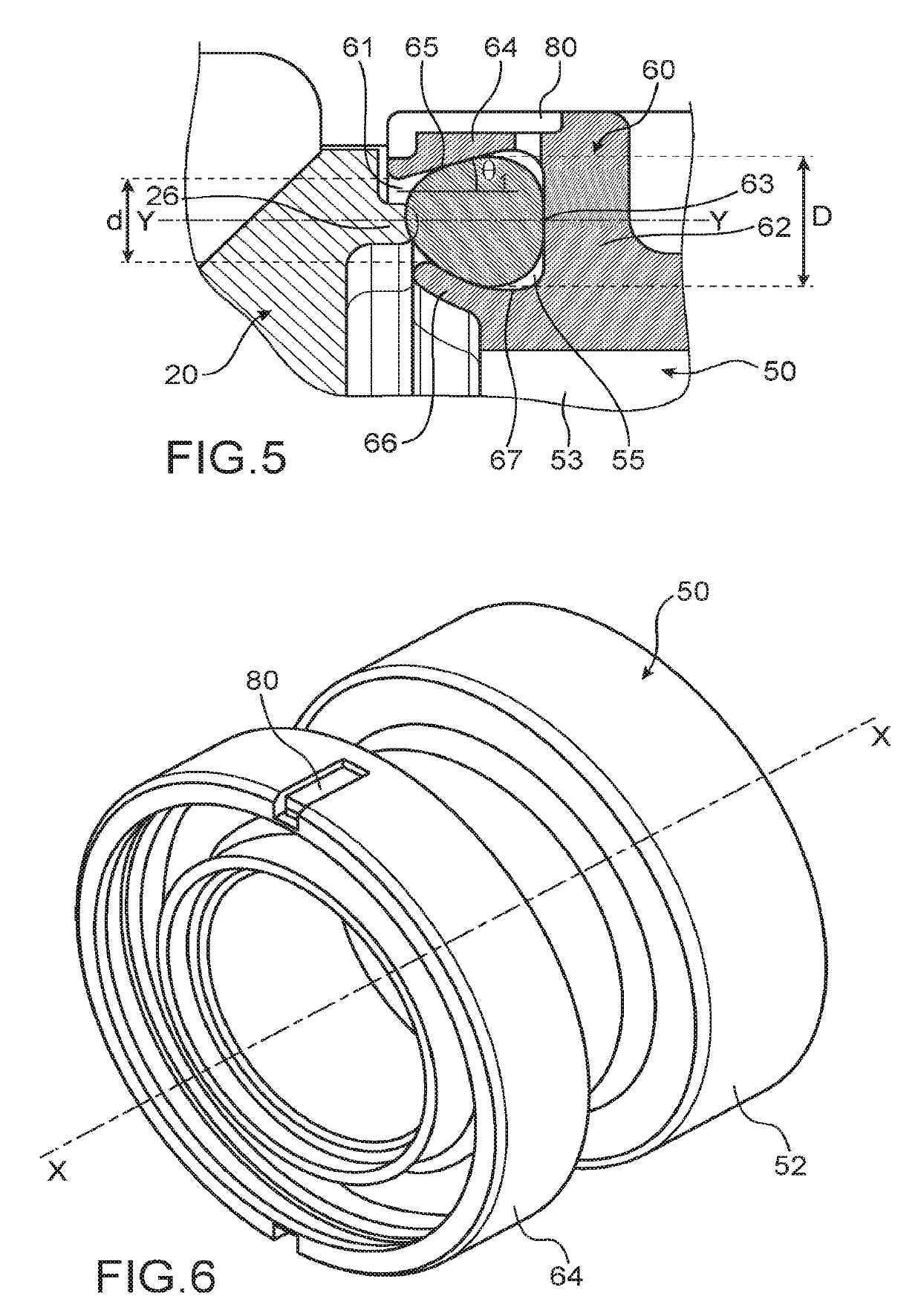 Housing of a gasket for a turbomachine injector