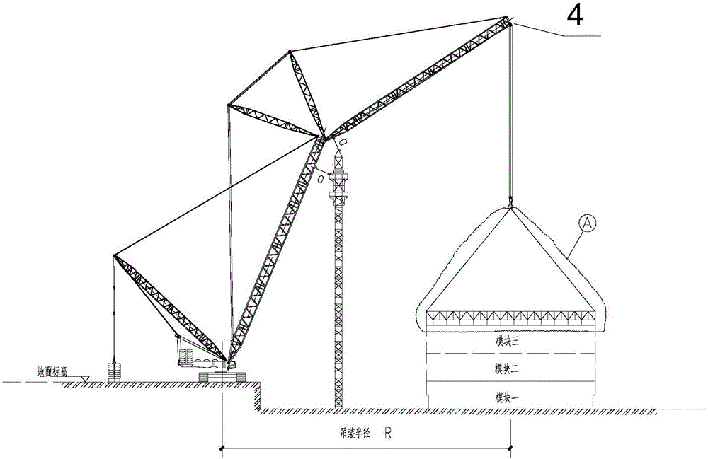 System for hoisting steel lining module of nuclear power station