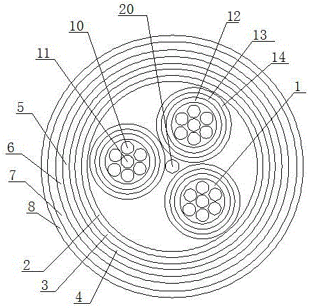 Two-core photovoltaic composite submarine cable with rated voltage of 220 kV