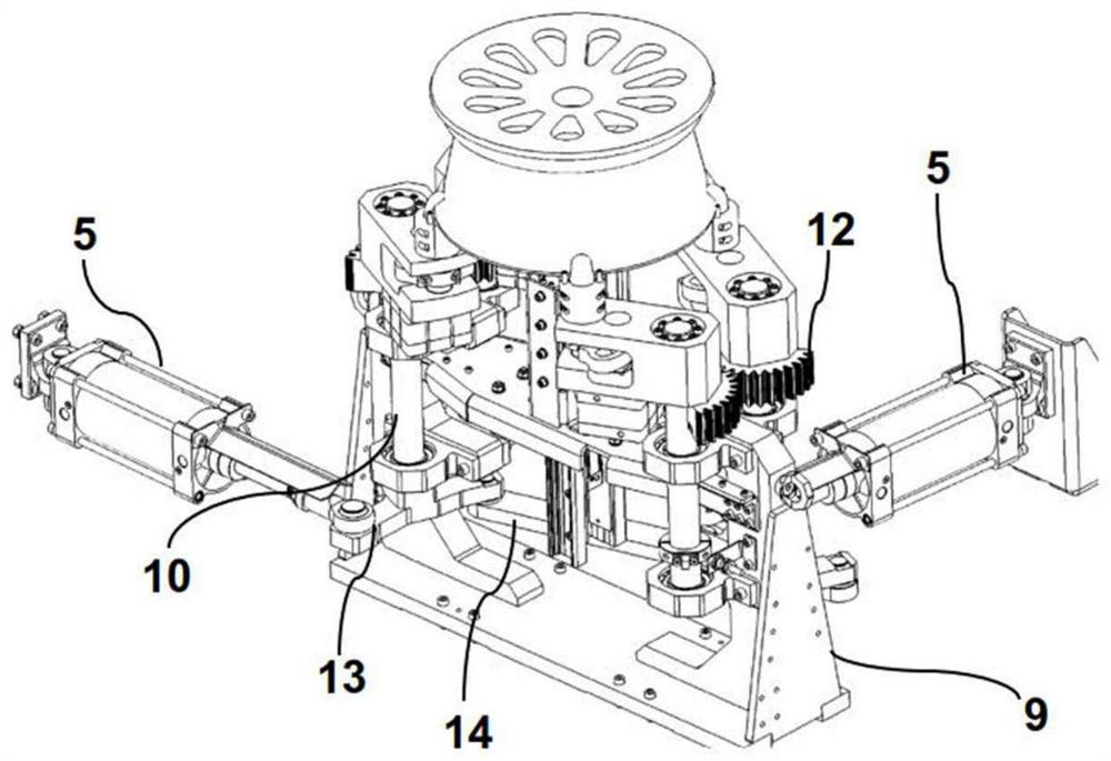 Device for tensioning a rim of a vehicle wheel