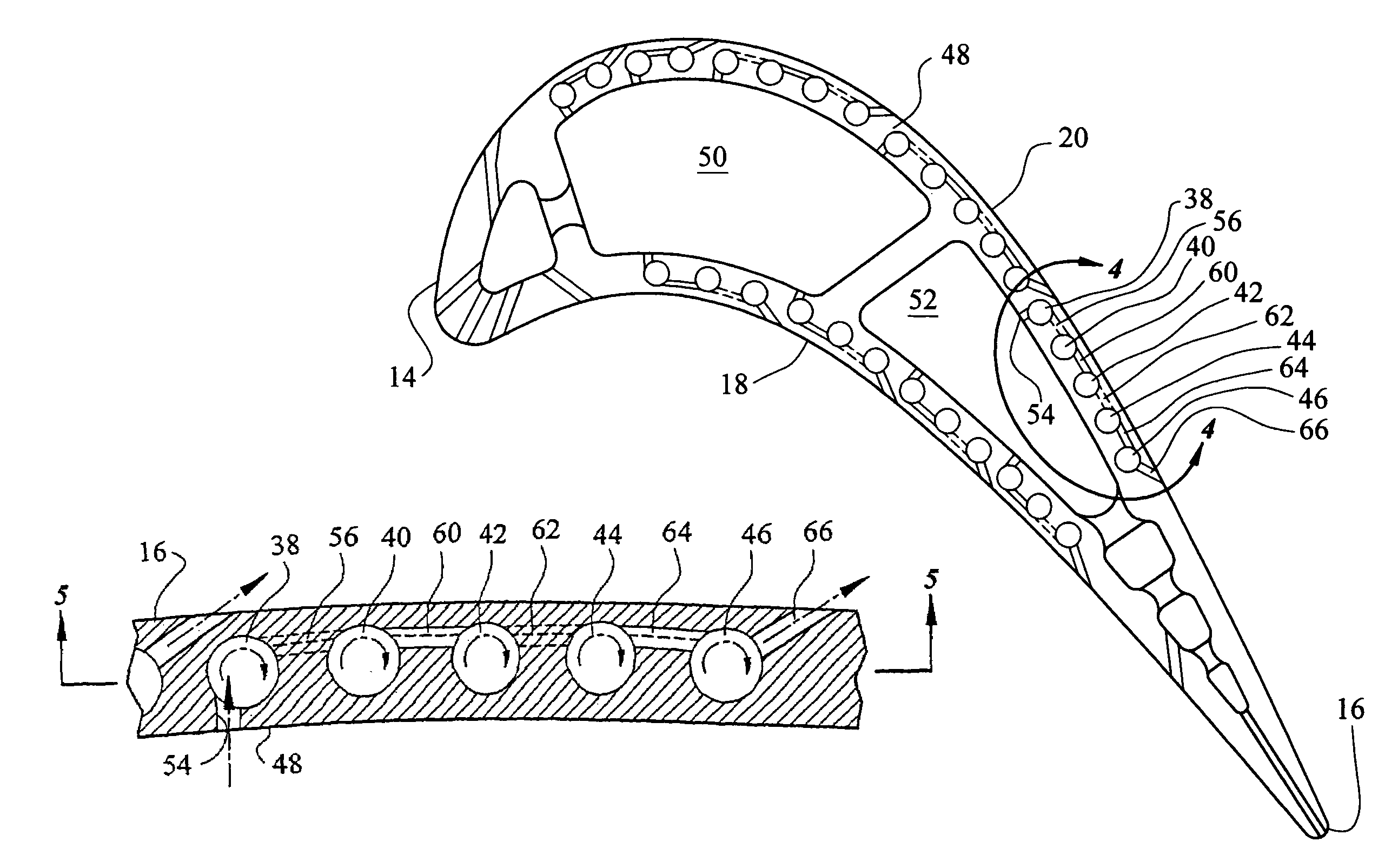 Vortex cooling of turbine blades