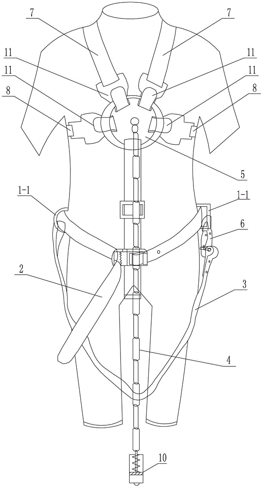 An anti-fall safety belt for tower operation