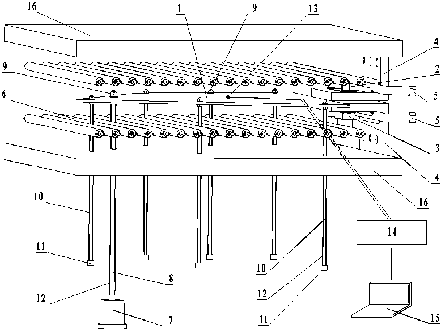 Measuring device for 1400 DEG C high-temperature modal test of wing helm structure of hypersonic aircraft