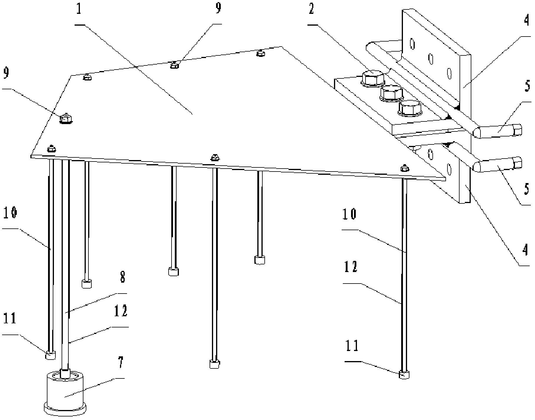 Measuring device for 1400 DEG C high-temperature modal test of wing helm structure of hypersonic aircraft