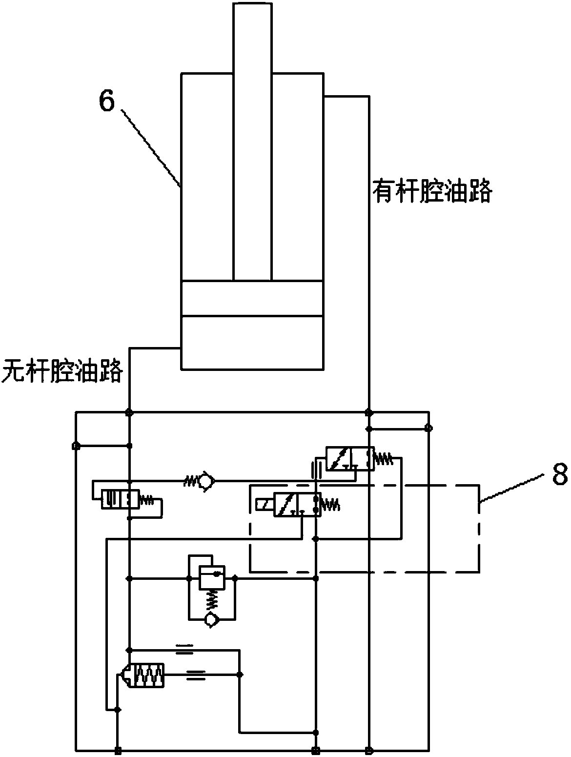 Hydraulic energy regeneration automatic control device for container front crane and control method
