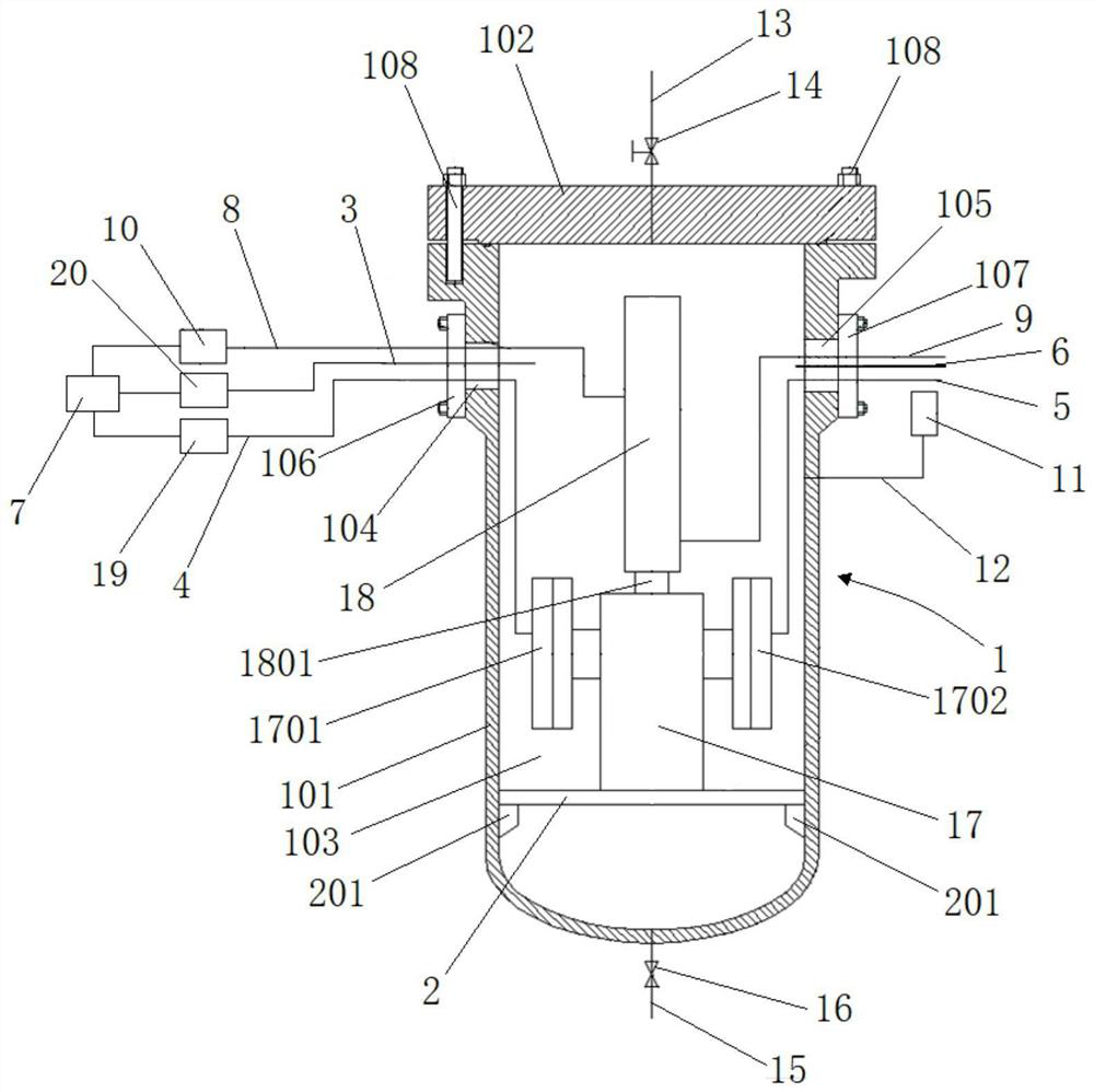 Testing device for simulating working state of valve in underwater environment