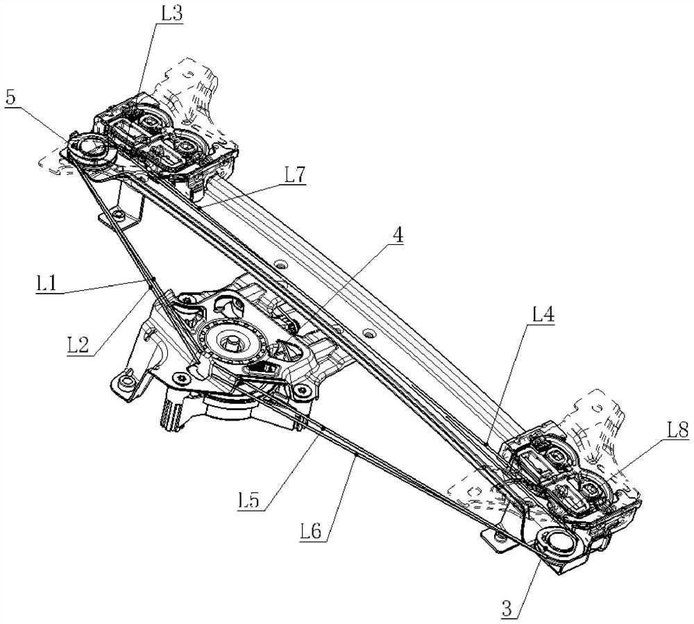 Window glass lifter steel wire rope outlet angle debugging design method