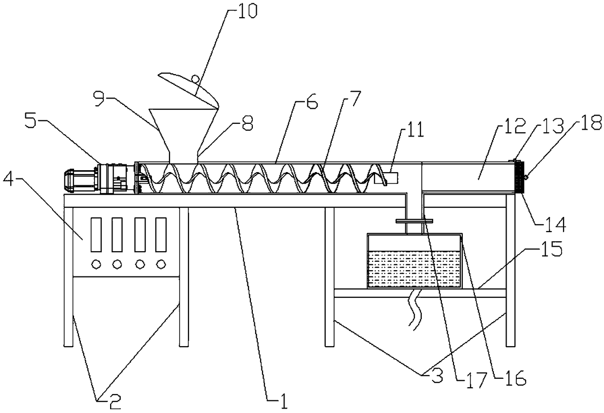 Screw extruder for removing water in tea residue