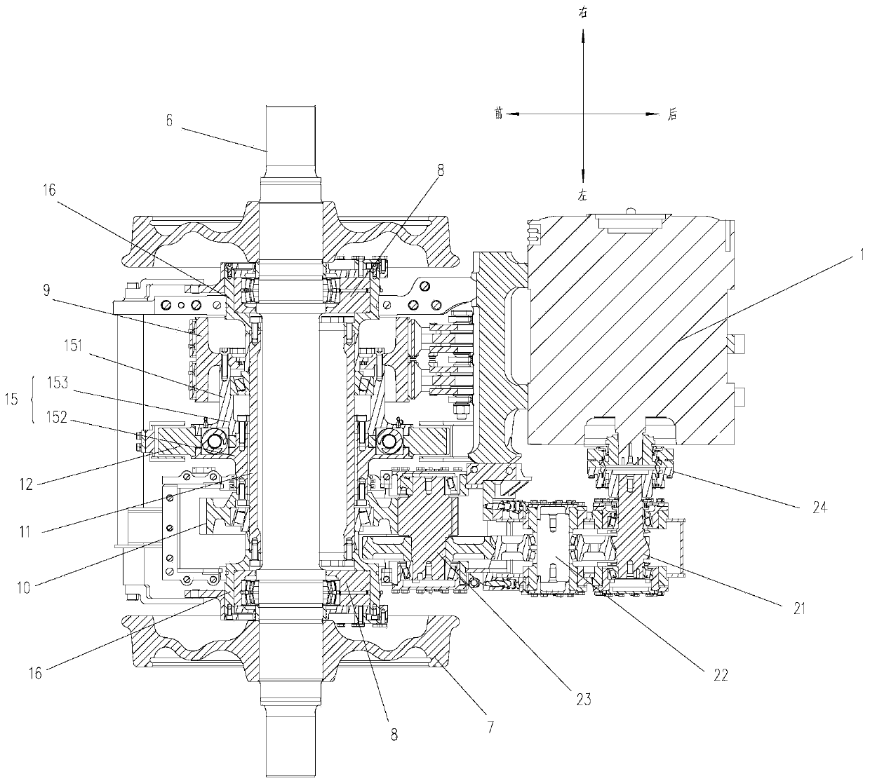 Drive braking system of rack-and-pinion vehicle