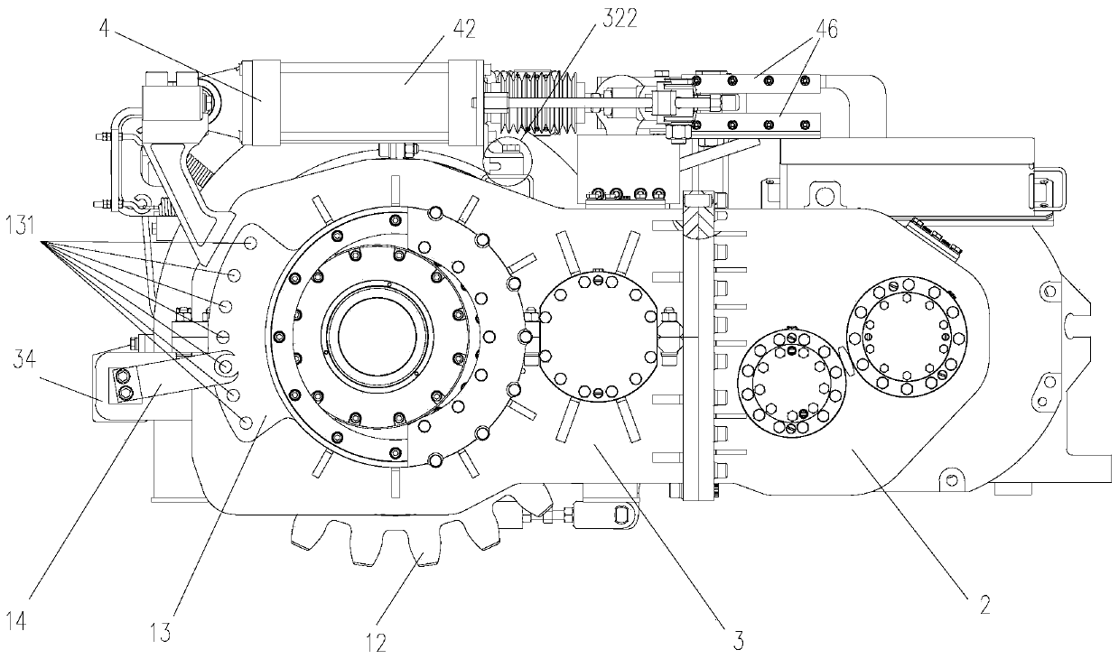 Drive braking system of rack-and-pinion vehicle