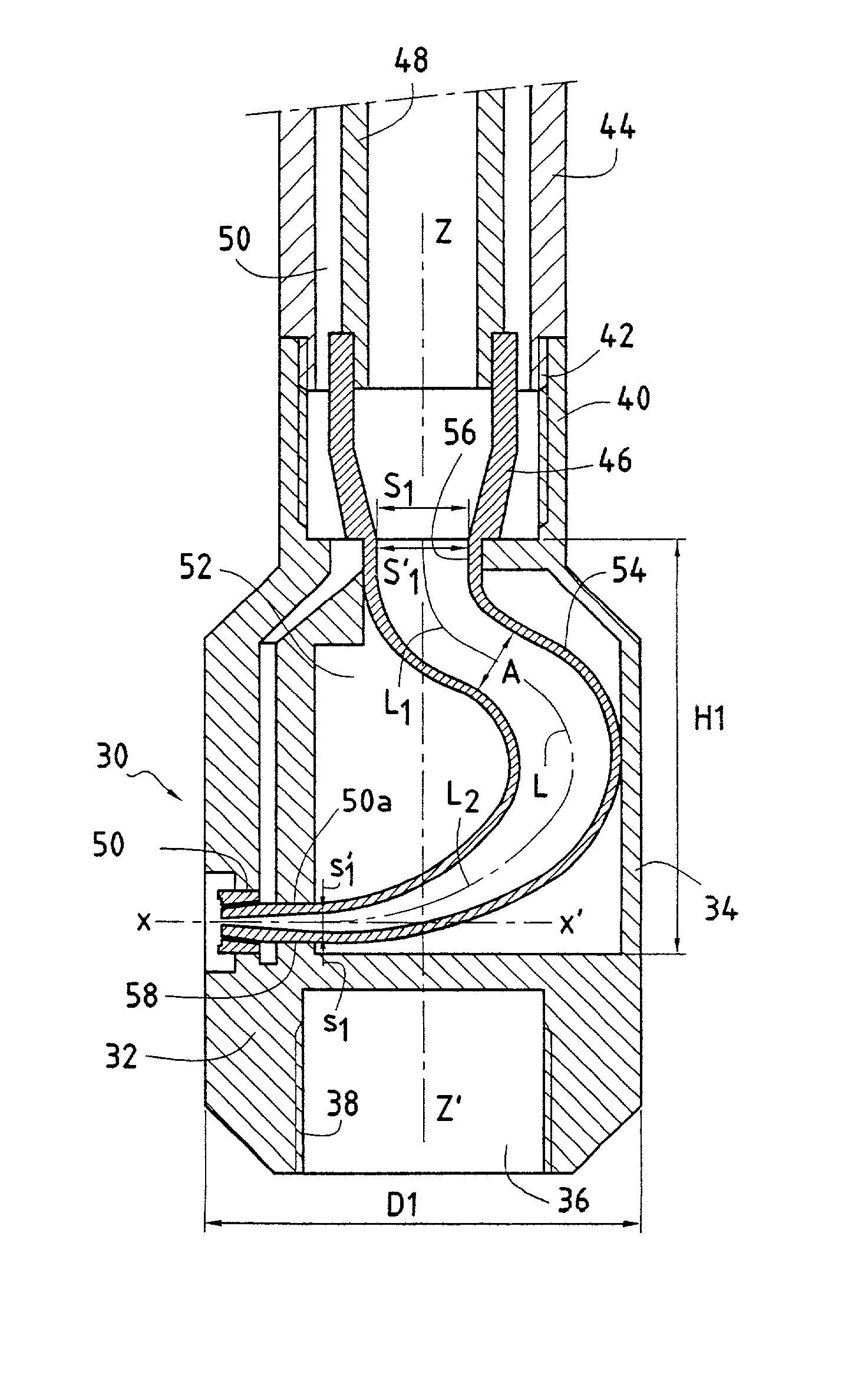 Head for injecting liquid under pressure to excavate the ground