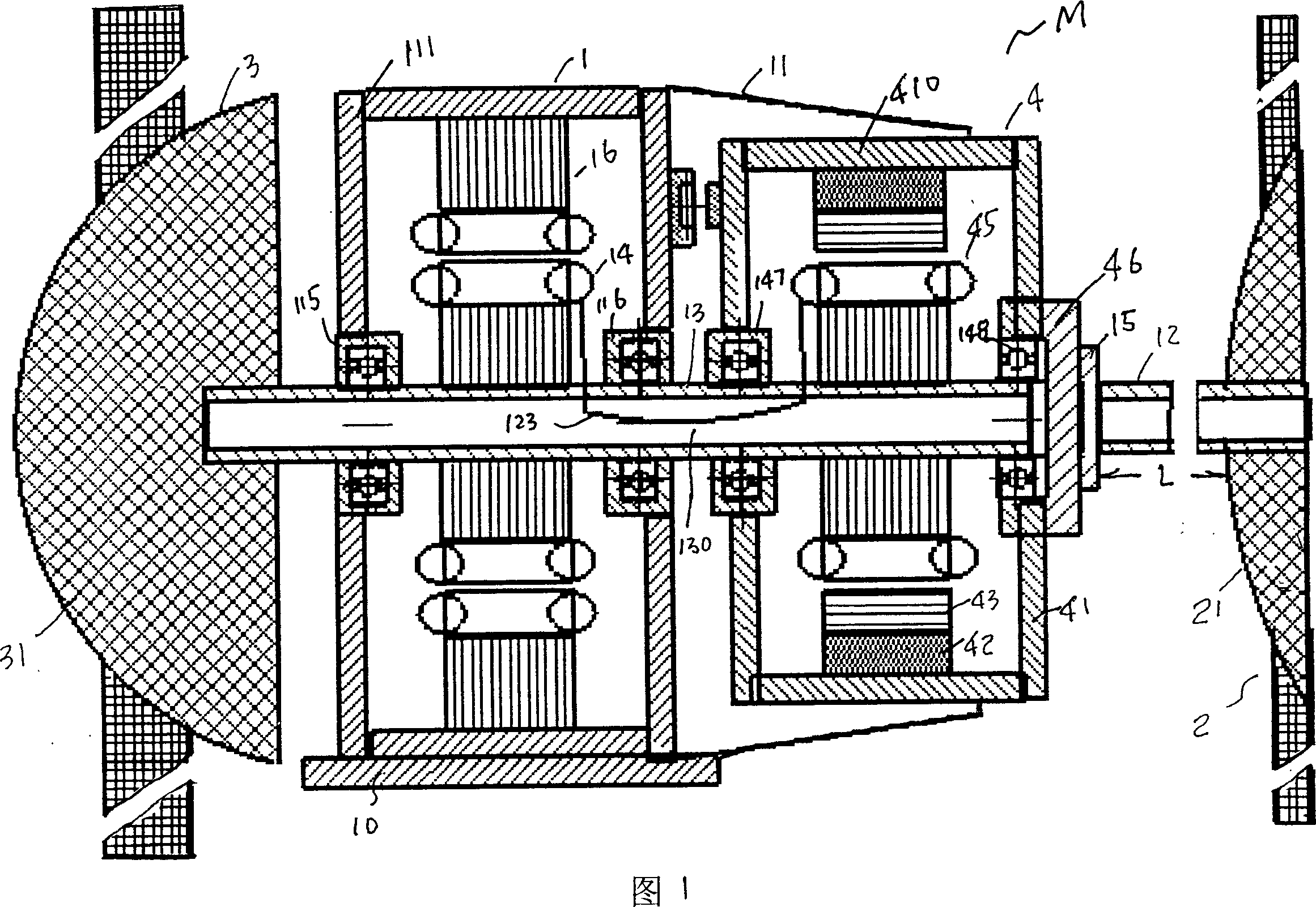 Variable speed and variable frequency wind power generation exciting method and double-rotor power generator thereof