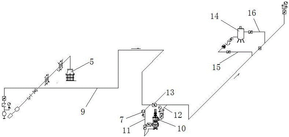 Equal-travel welded circulating cooling water process pipeline system