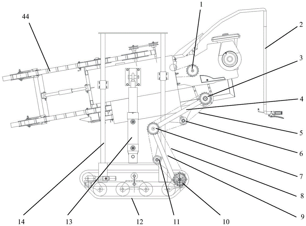 A mulberry harvester with adjustable stubble height