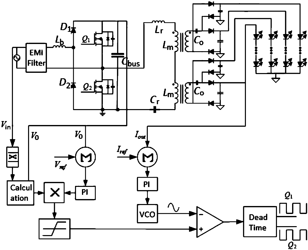 Single-stage AC-DC multi-output electrolytic-capacitor-free high-power LED driving power source