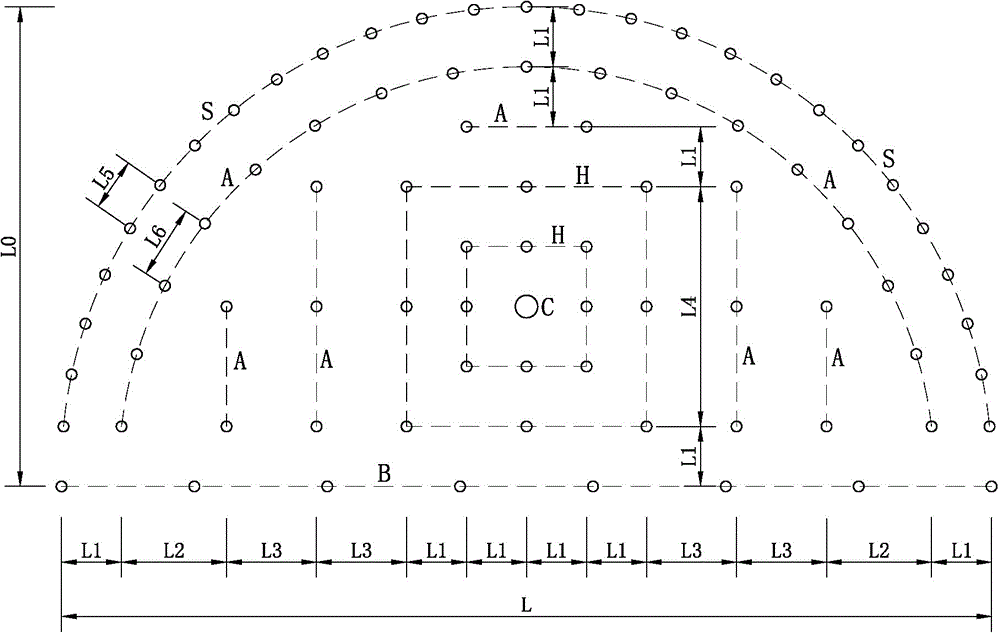 Hollow-hole rhombic parallel cut blasting damping method