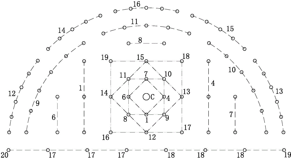 Hollow-hole rhombic parallel cut blasting damping method