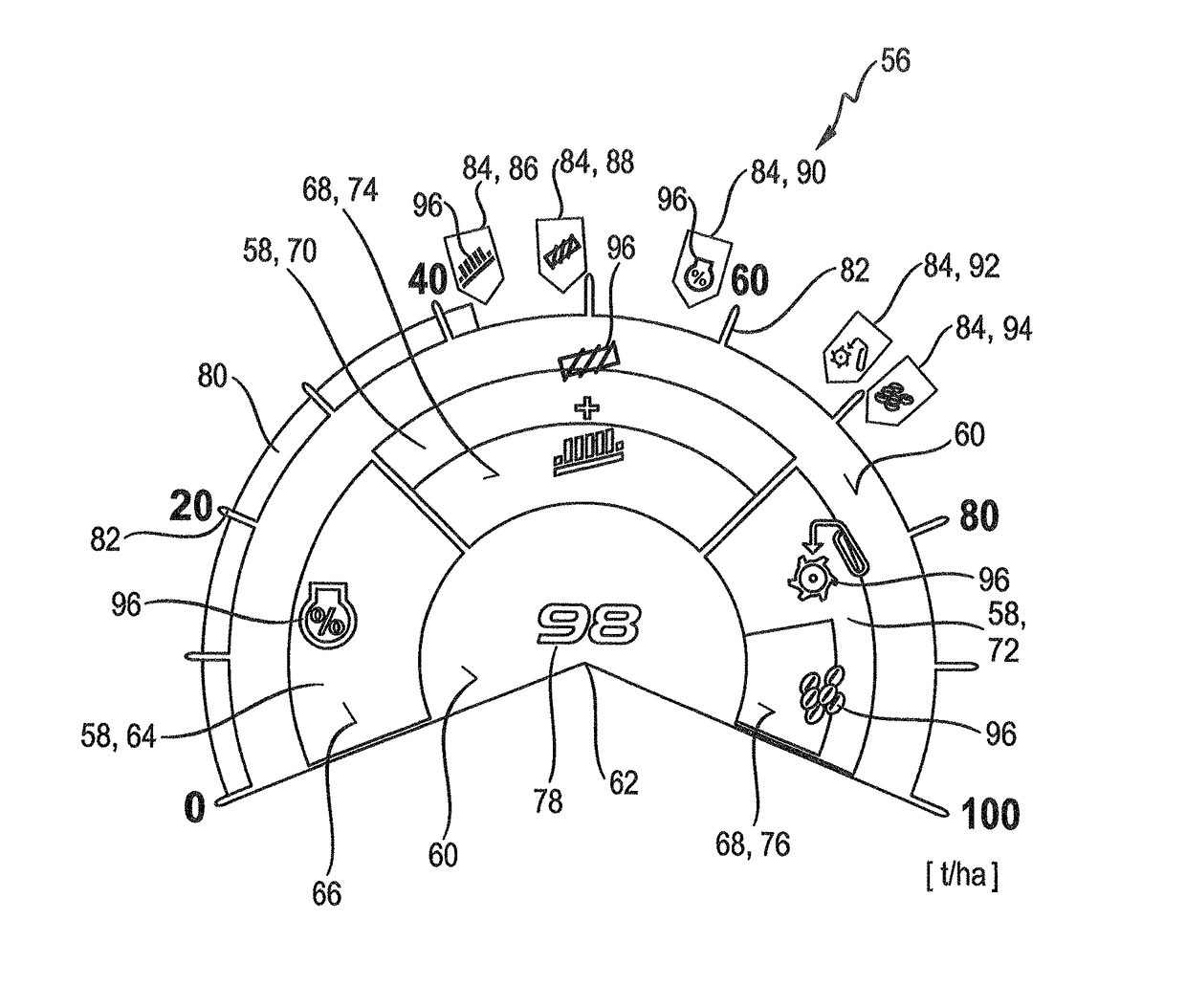 Agricultural working machine having a display device