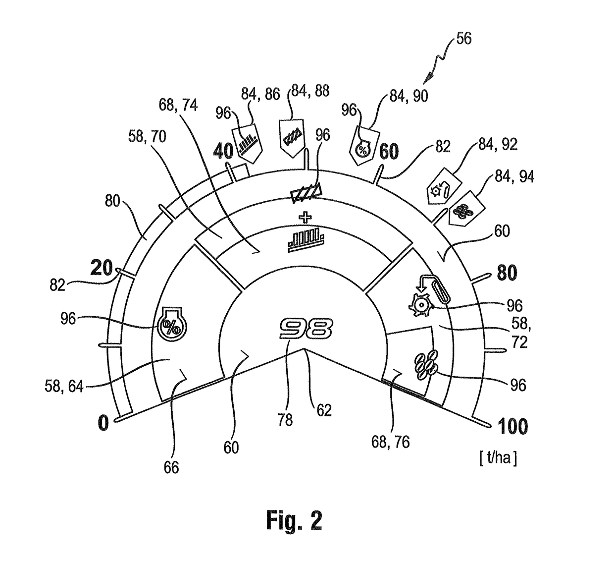 Agricultural working machine having a display device