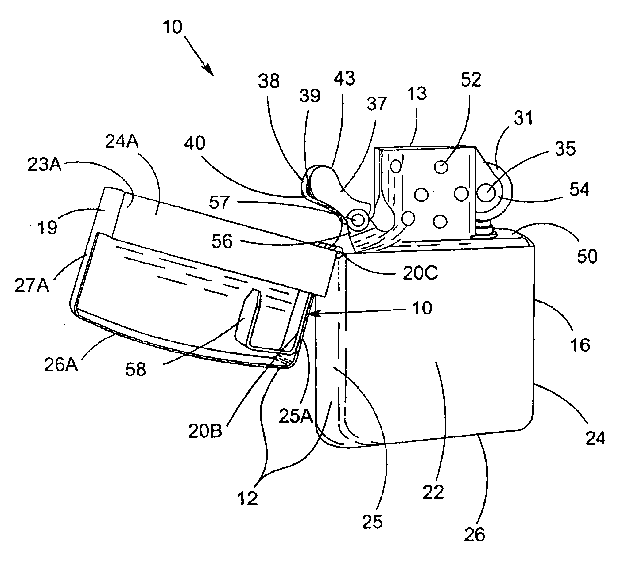 Interference-free cam for hinged-lid lighters