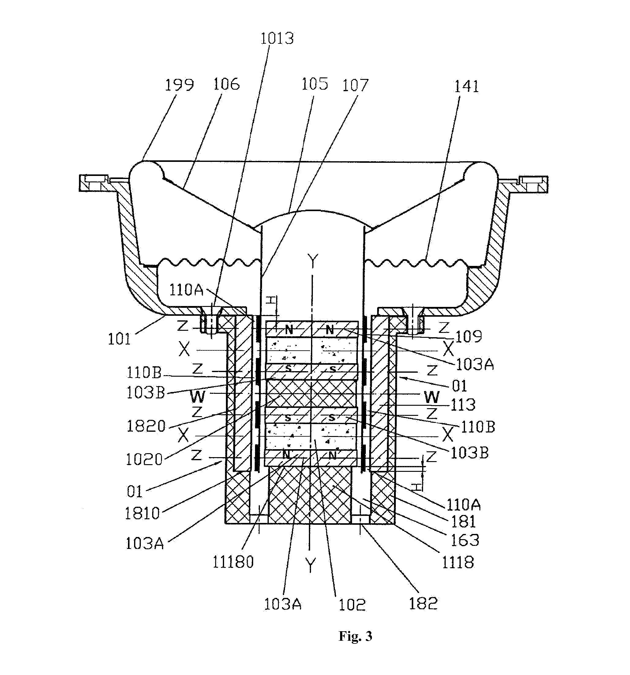 Multi-driver transducer having symmetrical magnetic circuit and symmetrical coil circuit