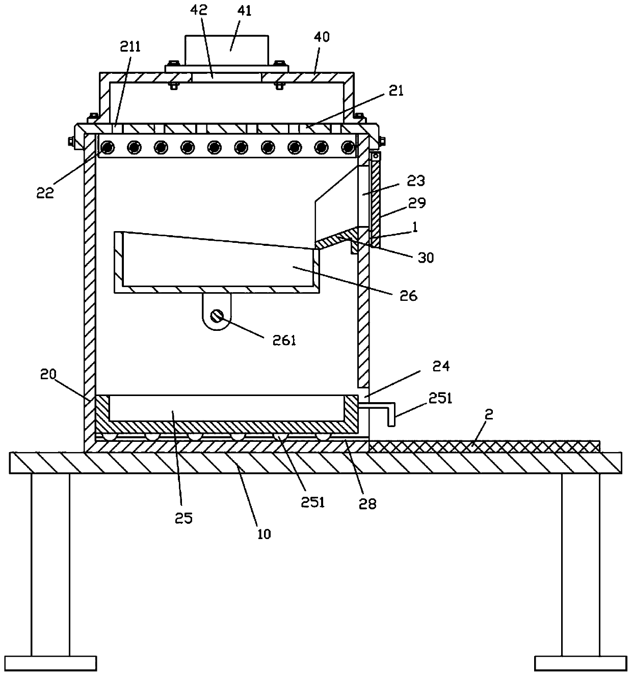 Drying main unit of continuous grain drying device