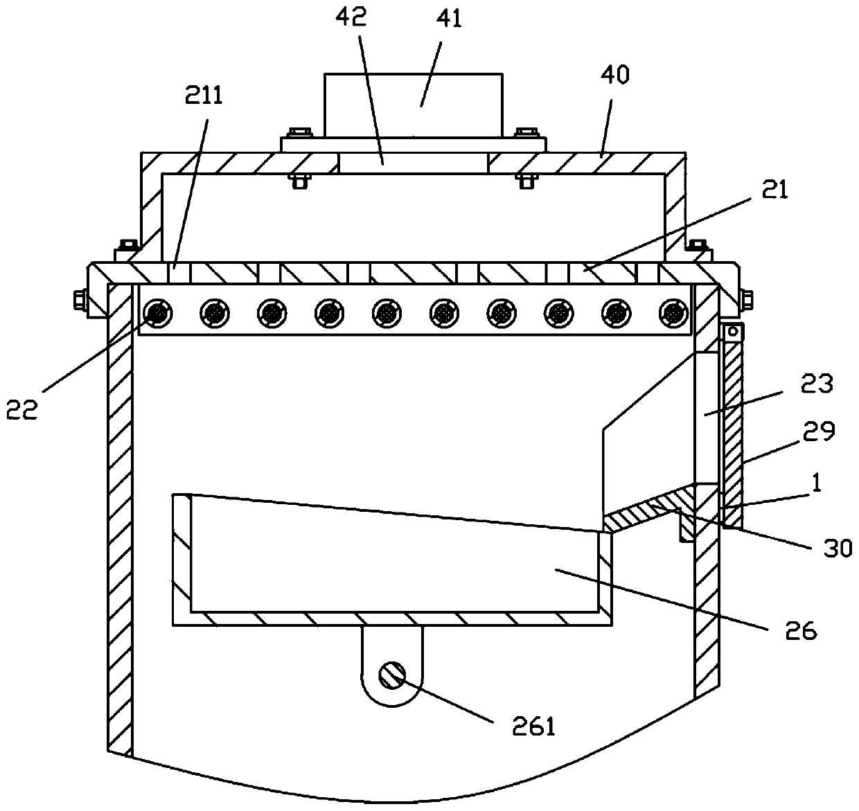 Drying main unit of continuous grain drying device