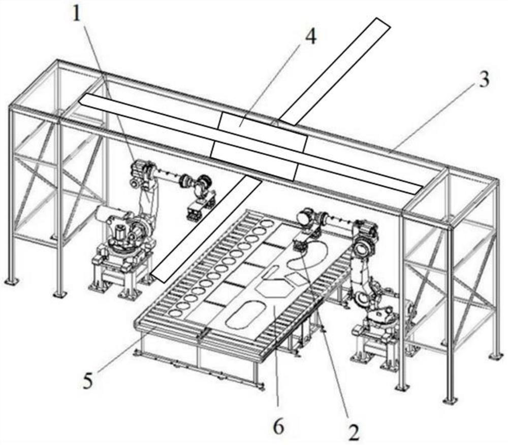 Plate pressing device, material pressing and taking method and automatic sorting system.