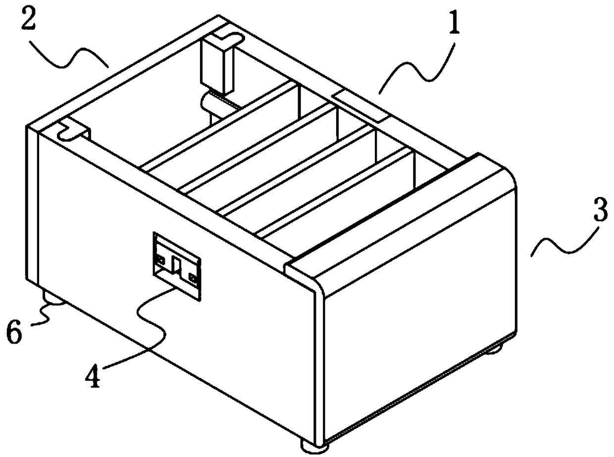 Rail type partition plate medicine containing box