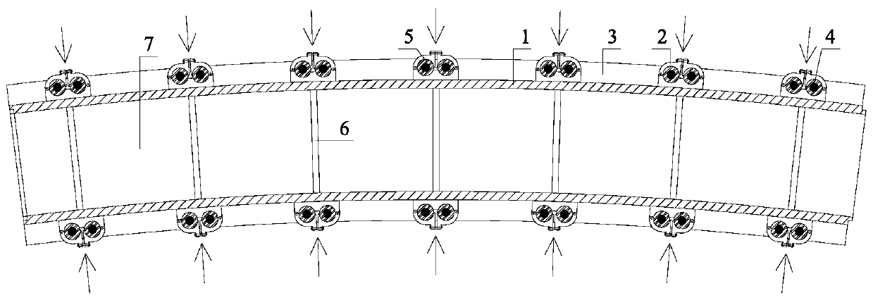 Construction method of arc beam by using adjustable arc beam molded formwork supporting structure