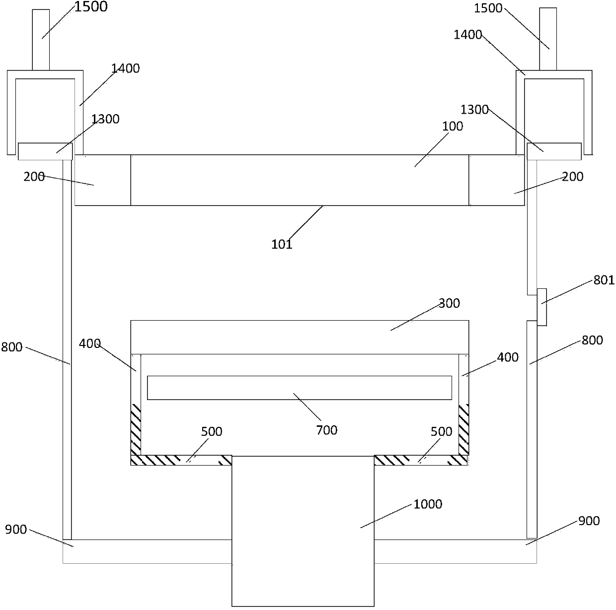 MOCVD (Metal-organic Chemical Vapor Deposition) equipment and adjustment method for interval between tray and spray header of equipment